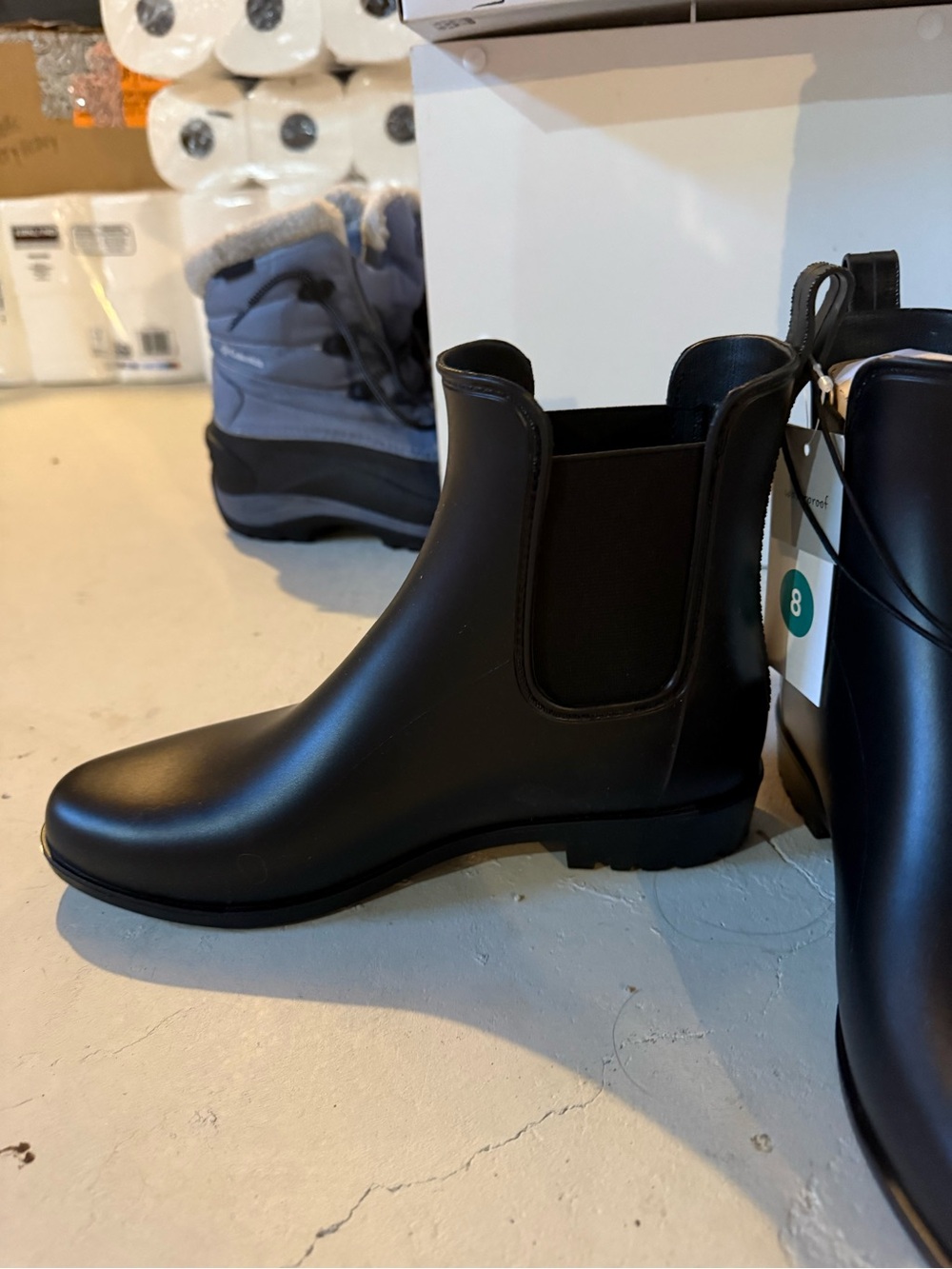 Women’s Black Waterproof Chelsea Rain Boots - Picture 2 of 3